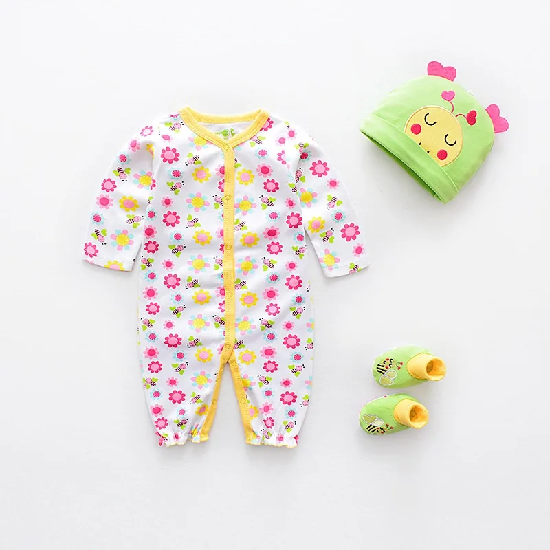 Одежда для малышей комплекты одежды для малышей комплекты из 3 предметов с рисунками животных для младенцев Одежда для новорожденных девочек Комбинезон+ нагрудник+ обувь