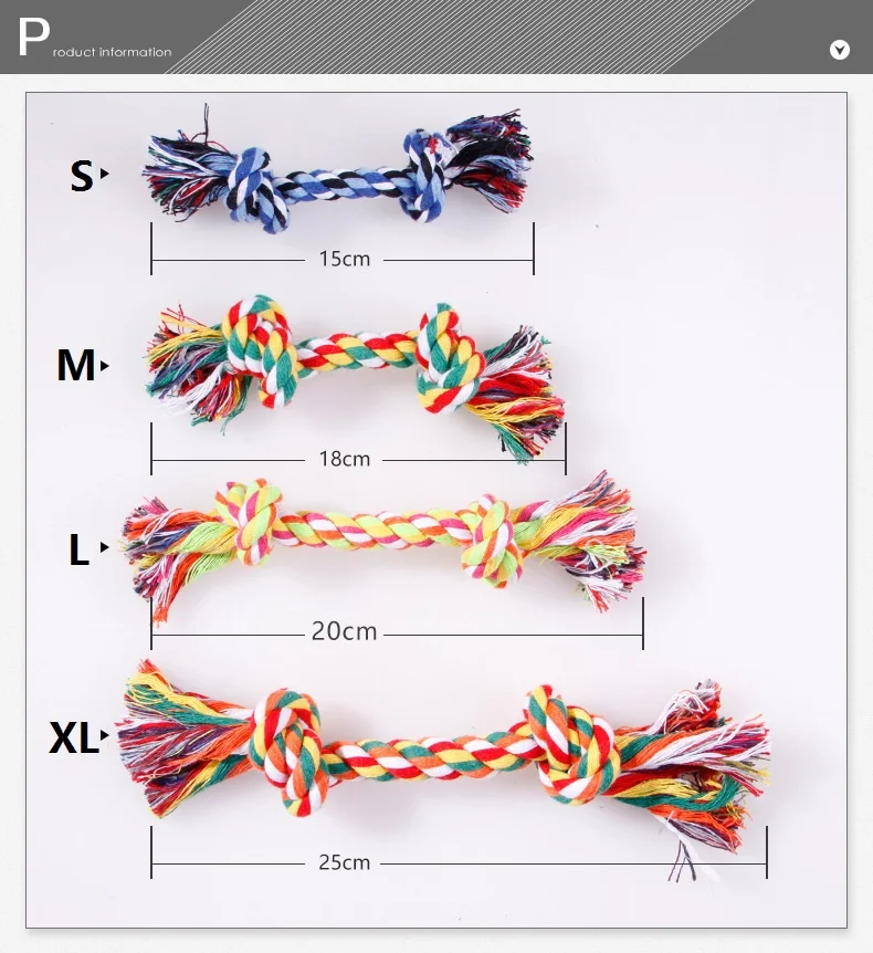 1 шт., игрушка для собак, двойной узел из хлопчатобумажной веревки, плетеная, форма кости, для чистки зубов щенка, жевательная игрушка для дрессировки собак, 4 размера
