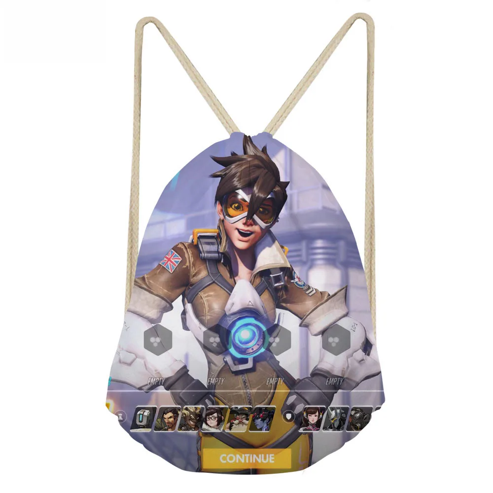 ThiKin OVERWATCH Pattern Woman Men Drawstrings Bags 3D Games Printed Casual Large Storage Backpacks Softback Students