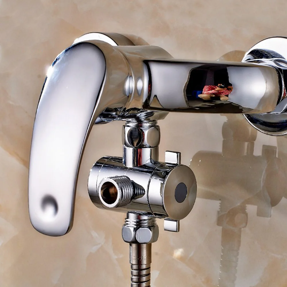 Chrome 3 Way Tee Connector Shower Head Diverter Valve G1/2 ...
