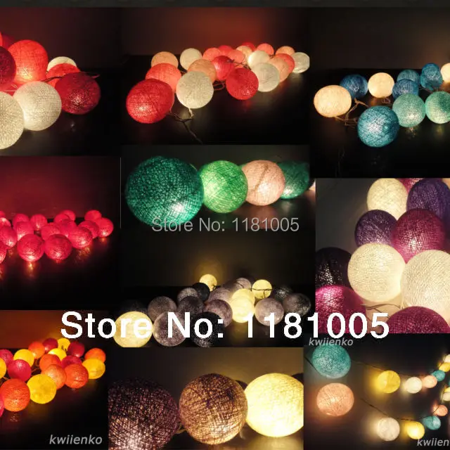 40 Balls/2 Sets colorful Cotton Balls Fairy String Lights Christmas