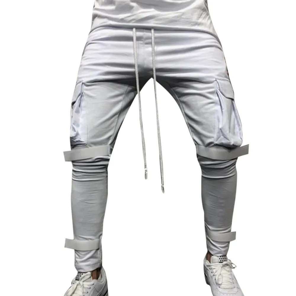 Solid Drawstring Cargo Jogger Pants