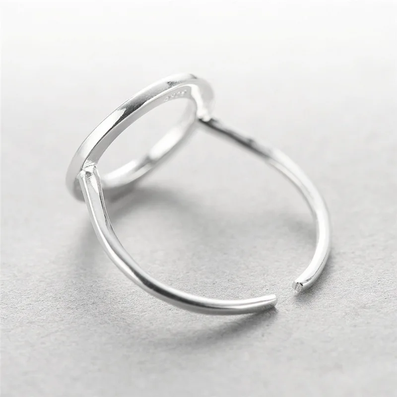 MloveAcc 925 пробы серебряные круглые Открытые Кольца для женщин индивидуальные простые Стильные женские кольца из стерлингового серебра ювелирные изделия
