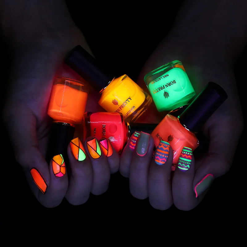 Nacido bonita serie de verano de 6ml de Gel de fluorescencia de neón remojo de esmalte de Gel UV barniz Semi permanente remojo de uñas arte de uñas de Gel