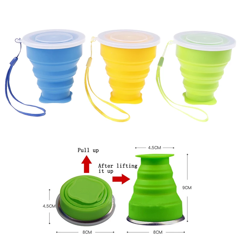 

Travel Cup Stainless Steel Telescopic Water Cup Silicone Collapsible Coffee Cups Outdoor Sport Retractable Folding Cups 200ml
