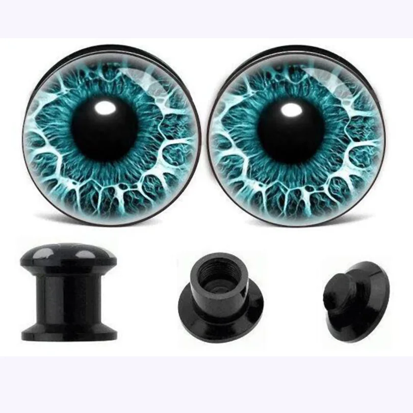 2pcs Fashion Big Size acrylic black vintage eye ear tunnel punk Flesh