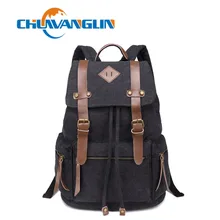 Chuwanglin, mochila de lona militar de cuero Vintage para hombre, mochila escolar con cordón, mochila escolar, ZDD12221