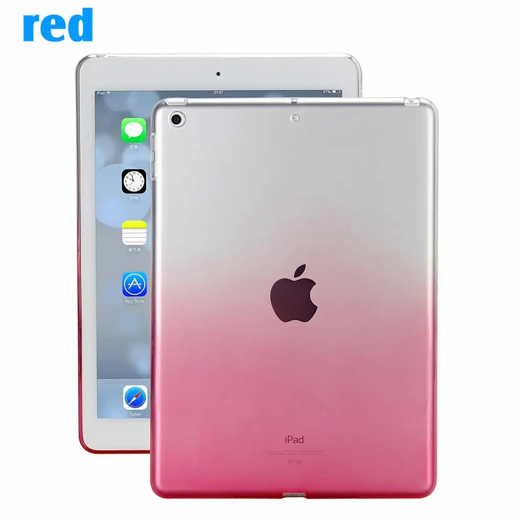 Чехол для iPad 9,7 дюймов /, PU мягкая резина+ градиент цвета чехол для iPad / выпуска A1822/A1823/A1893/1954 - Цвет: Красный