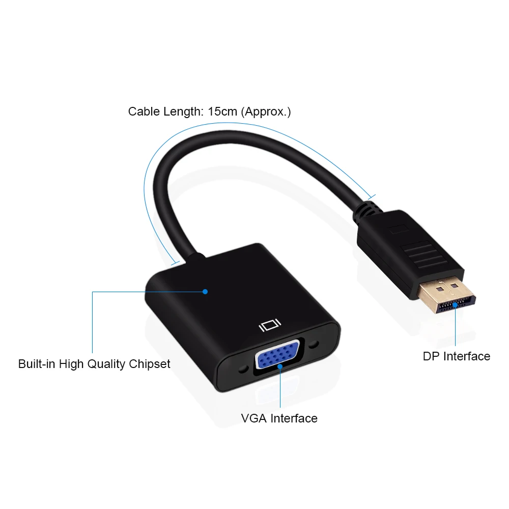 CHIPAL высокое качество мужской Дисплей порт Дисплей Порт DP к VGA Женский адаптер кабель конвертер для MacBook HDTV монитор проектор