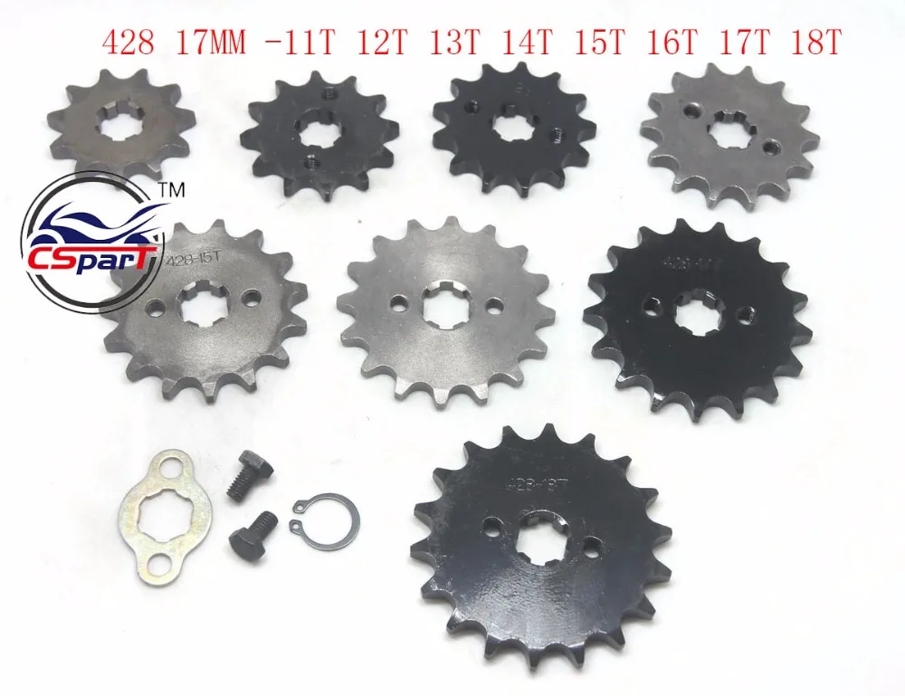 Передняя Звездочка двигателя 11T 12T 13T 14T 15T 16T 17T 18T Tooth 428 17 мм для Honda Lifan ZongShen ATV