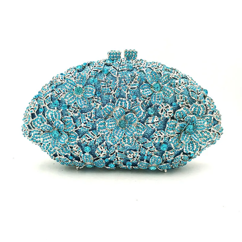 Женская Дамская сумочка для вечеринок, бриллианты, элегантные кошельки, роскошные клатчи, свадебные дизайнерские сумки-кошельки с цветами и кристаллами - Цвет: Color 11 blue