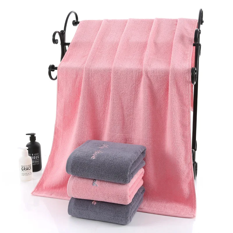 Хлопковое банное Полотенца комплект пляжные уход за кожей лица Полотенца комплекты для взрослых, цвета: серый, розовый Ванная комната Полотенца набор 3 шт./компл