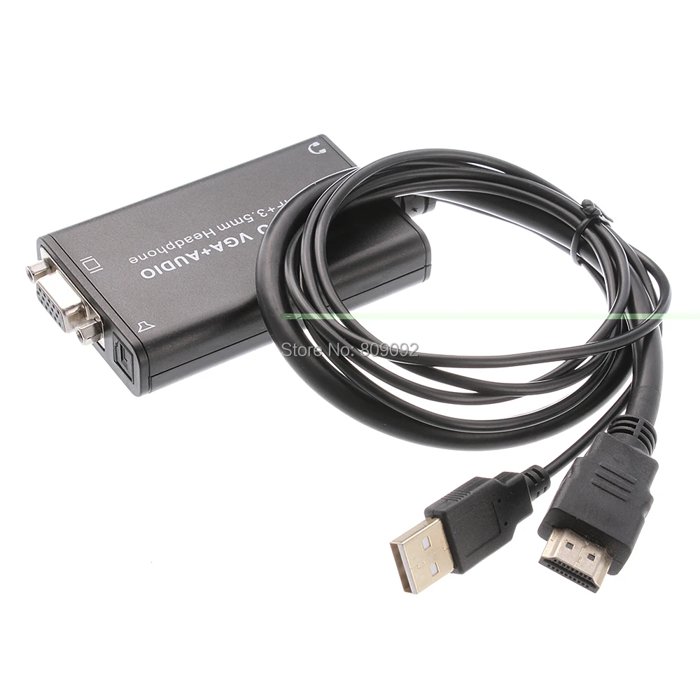 1080P HDMI to VGA+SPDIF Audio Extractor with USB Power Cable Switcher