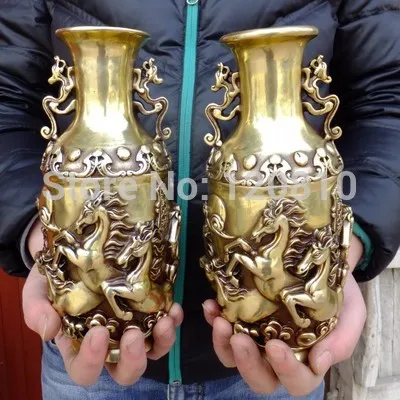 

8 Horse bronze copper vase feng shui ornaments one pair of household decorative
