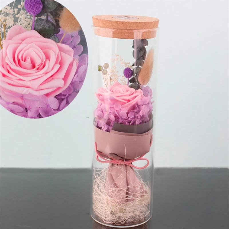 JAROWN 영원한 꽃 소원 병 비누 장미 다채로운 빛나는 크리 에이 티브 유리 병 크리스마스 선물 웨딩 파티 장식 (17)