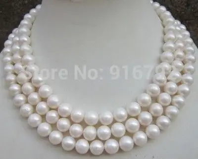 

(B0324) HUGE AAA 9-10MM ROUND SOUTH SEA WHITE PEARL NECKLACE 50