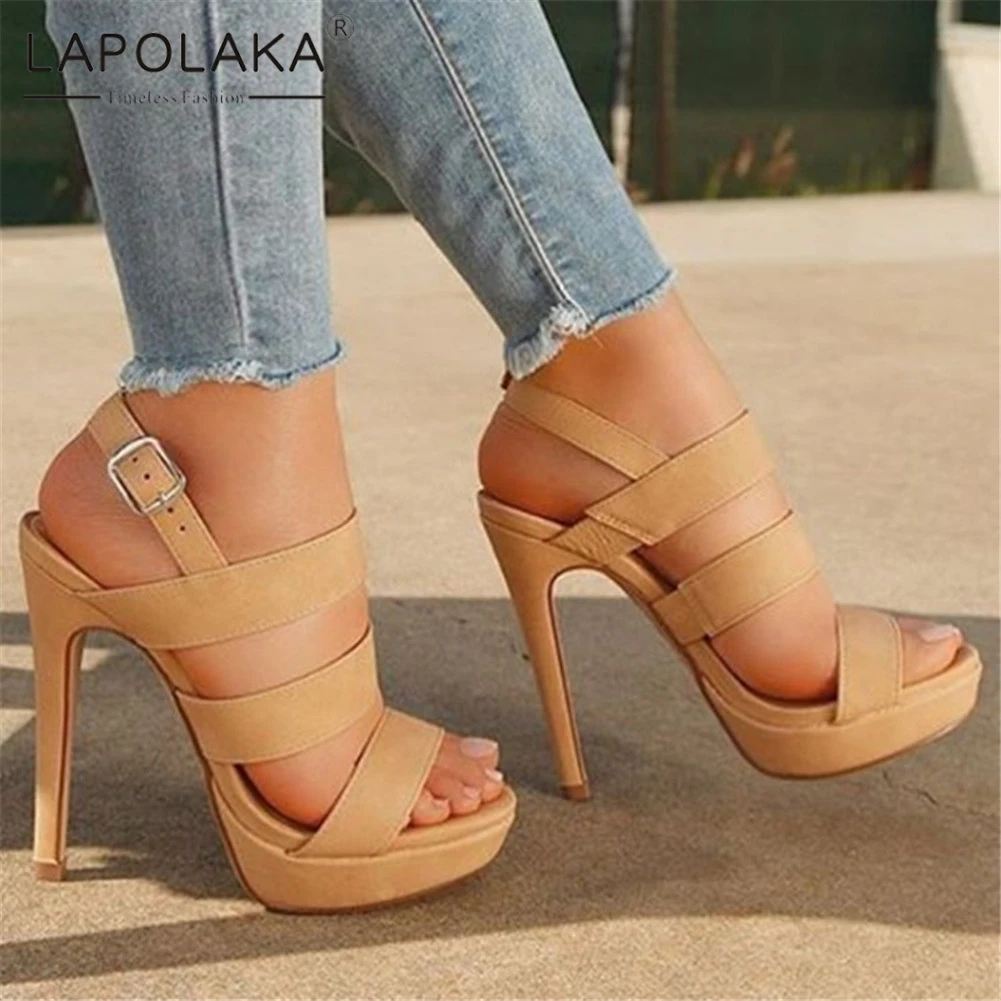

Lapolaka Brand New Size 47 Sexy High Heels Women Shoes Sandals Quality Prom Lady Summer Party Super Heeled Gladiator Shoes Woman