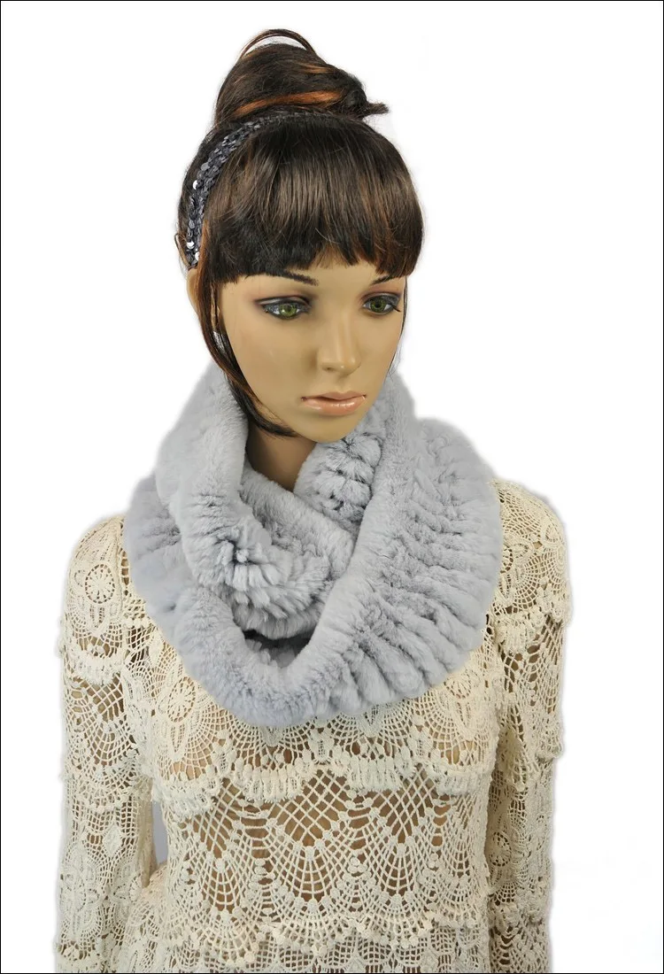 SCR036 100% Натуральная мех кролика красочные шарф женские зимние теплые модные однотонные шарфы
