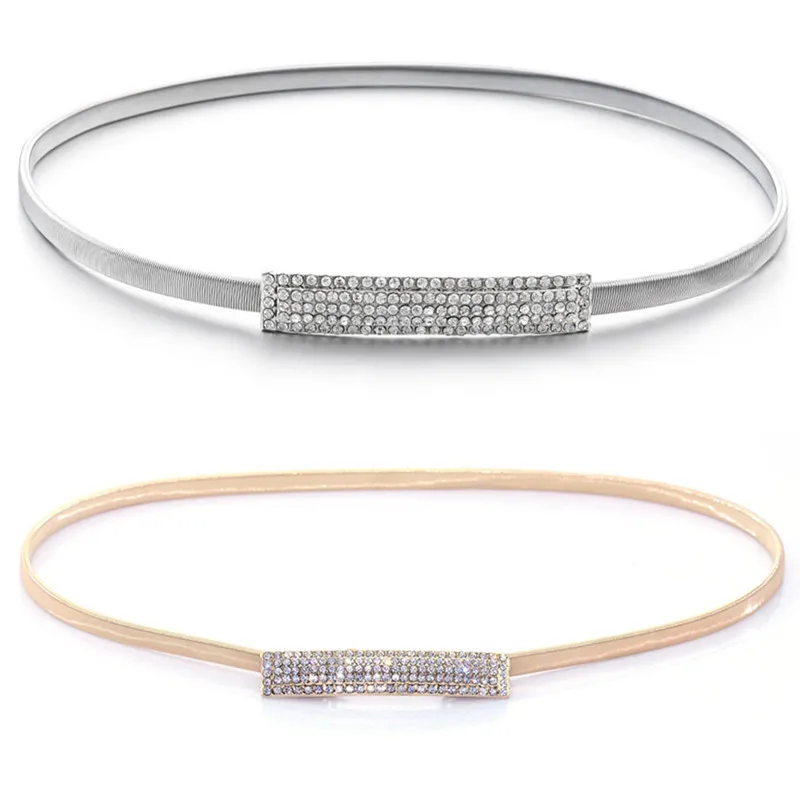 Gold/Silver Loaded Elastic Chain Waist Belt Women High Quality Decorative Female Belts for ...