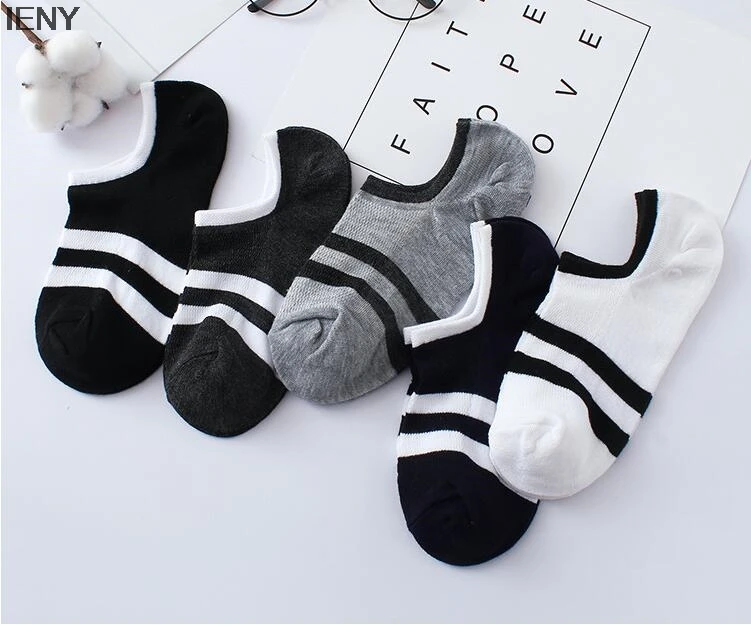 

IENY Spring and summer new men's striped invisible boat socks fashion socks non-slip sweat-absorbent breathable men's socks