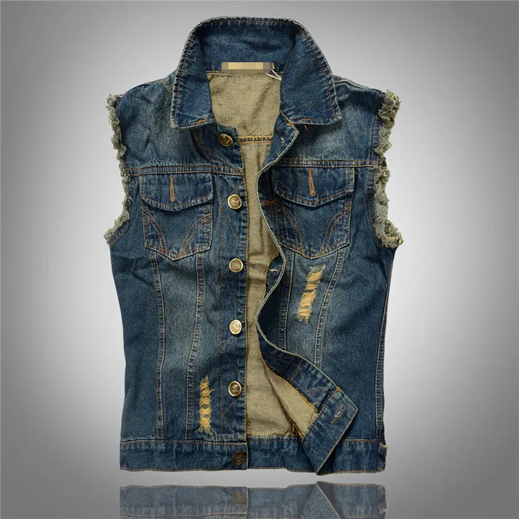 mens blue jean vest