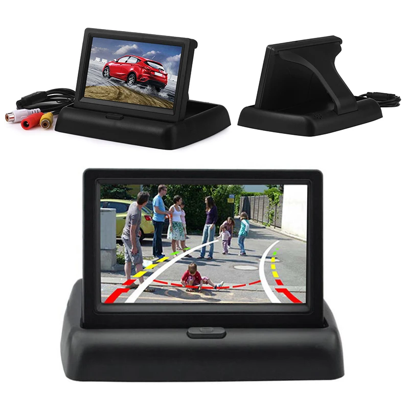 

Podofo 4.3 Inch TFT LCD Car Monitor Foldable Monitor Display Reverse Camera Parking System for Car Rearview Monitors NTSC PAL