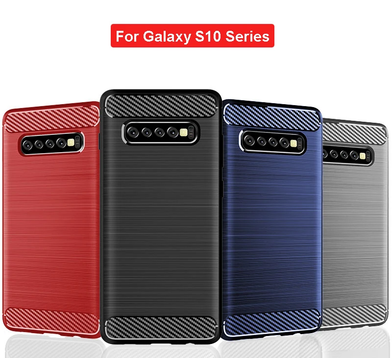 For Galaxy S10 Plus Cover Shockproof Carbon Fiber Soft Silicone Phone Back Case for SSMSUNF S10+ S10E Protective Bumper Fundas (7)