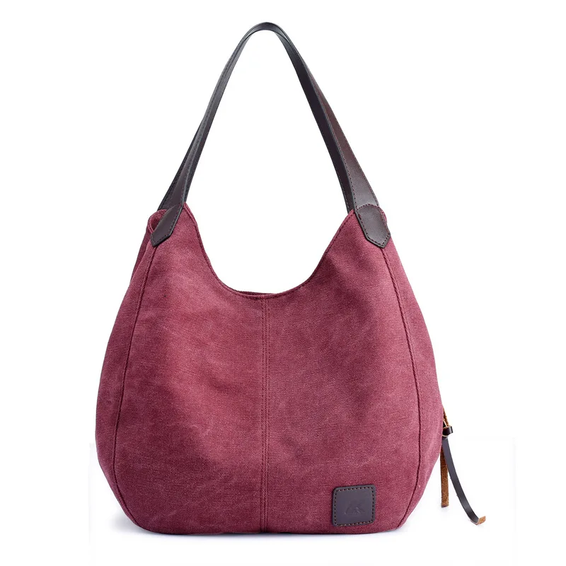 Простая Холщовая Сумка, винтажная Холщовая Сумка на плечо, женские сумки, Женская Ручная сумка, Повседневная сумка, Bolsos Mujer Hobos Bolsas Feminina - Цвет: Фиолетовый