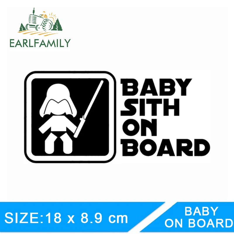 

EARLFAMILY 18cm X 8.9cm BABY SITH ON BOARD Star War Car Styling Window Bumper Decal Creative Vinyl Waterproof Car Stickers