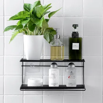 

ISHOWTIENDA Wall-Mounted Bathroom Storage Rack Self Adhesive Home Finishing Rack Storage Rack household