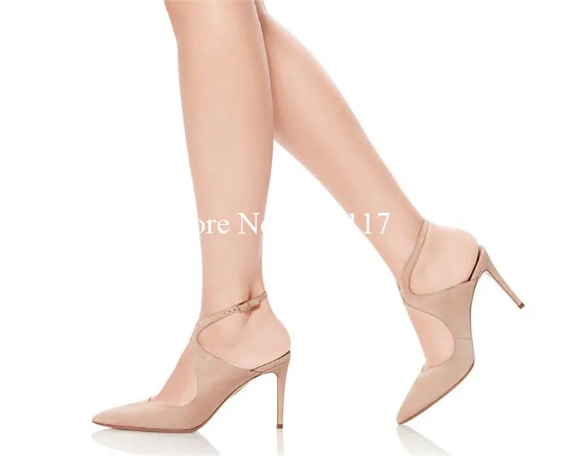 

2019 summer new pointed one-piece stiletto high heels apricot European and American style ladies elegant sandals