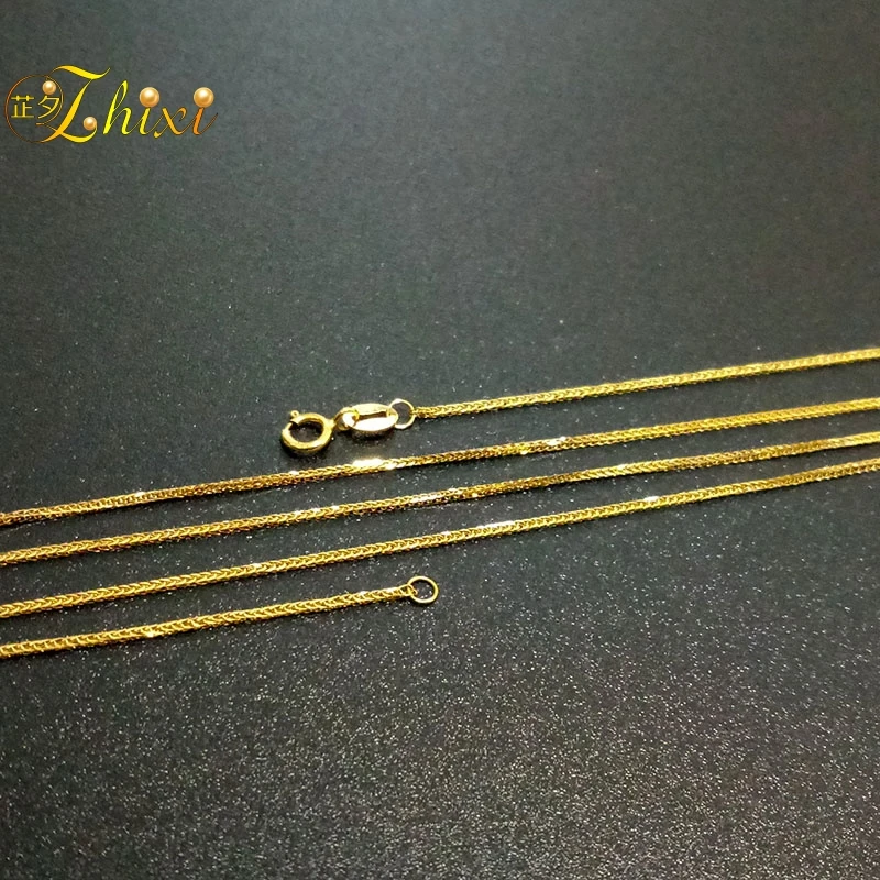 ZHIXI 18K золотые украшения Подлинная 18K цепочка из желтого золота длинное Настоящее ожерелье Au750 Подвеска подарок на свадьбу для женщин ZXX312