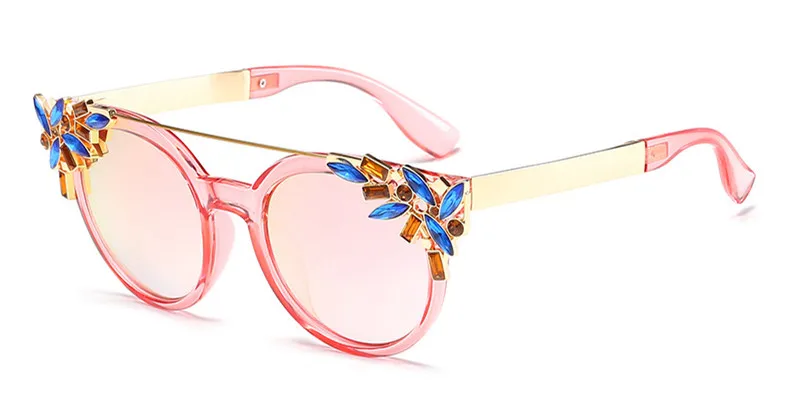 Высокое Качество Двухбалочный солнцезащитные очки «кошачий глаз» Для женщин Брендовая Дизайнерская обувь Винтаж солнцезащитные очки с бриллиантами UV400 Oculos Gafas De Sol - Цвет линз: Pink