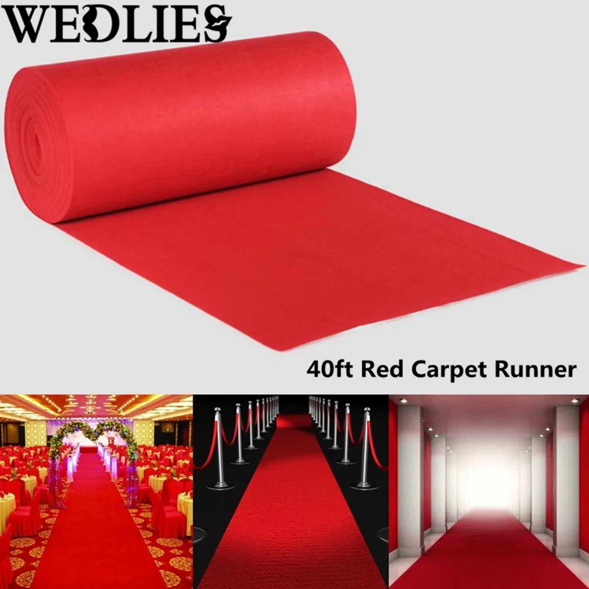 

1200X100cm Large Polyester Red Carpet Wedding Aisle Floor Runner Graduation Celebration Party Opening Ceremony Decoration