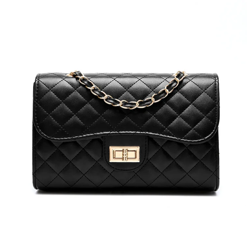 2018 New Brand Desinger Fashion PU Leather Messenger Chain Bags Plaid Women Mini Black Party Tote Clutch Handbag Crossbody Bag