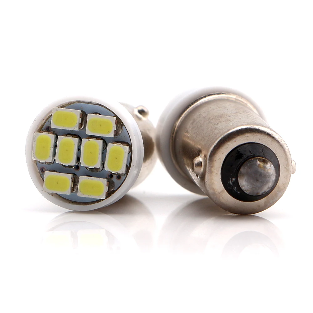 YM E Bright 100 шт. BA9S 24 В Автомобильное освещение внутреннее 1206 8SMD T11 T4W Белый 12 в задний