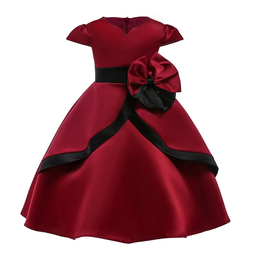 2019 платья без рукавов для девочек большой бант цвет красного вина малыш Свадьба День рождения вечернее платье для выпускного вечера платье