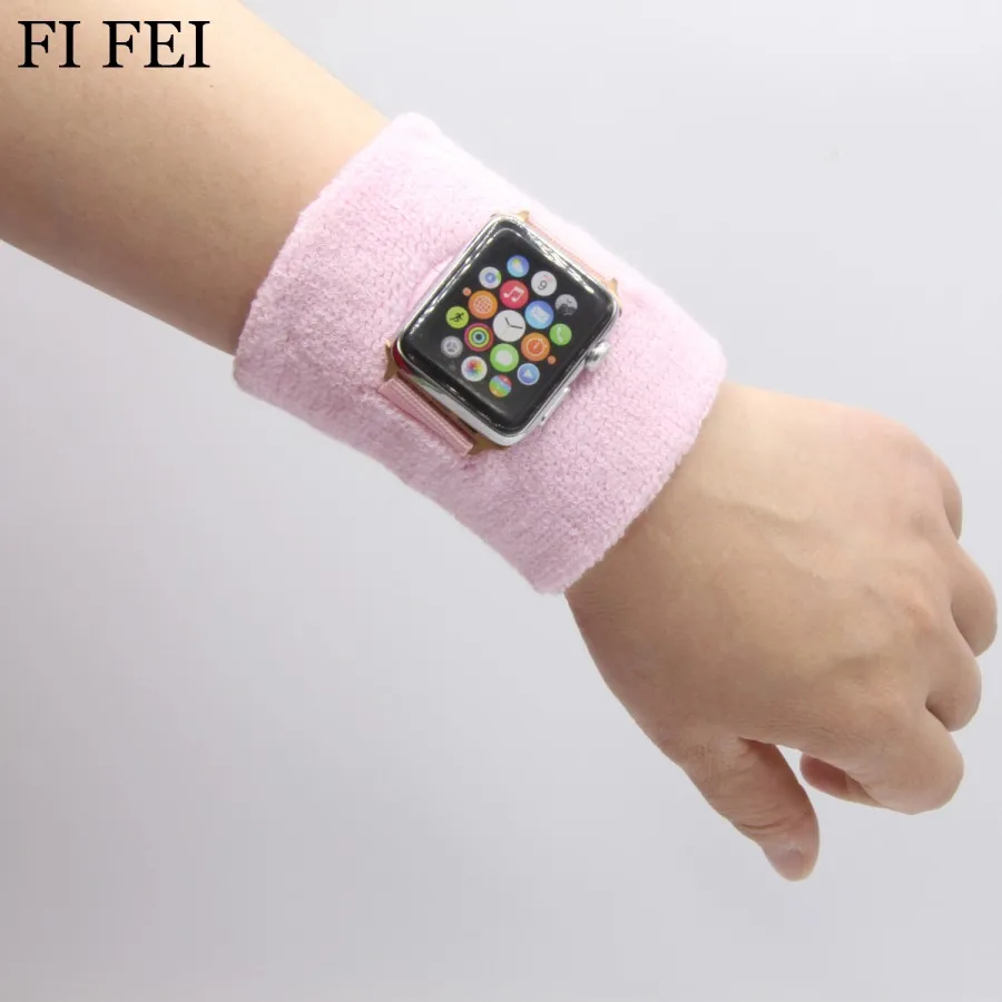 FI FEI Sport Wristband Sweat Running Fitness Bracer Band For 38mm Apple Watch Series 1 2 3 42mm WatchBand Wrist Bracelet Strap