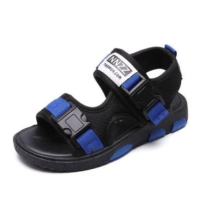 Сандалии для мальчиков; Новая детская пляжная обувь; летняя тканевая Нескользящая детская повседневная обувь с мягкой подошвой; детская обувь - Цвет: Синий