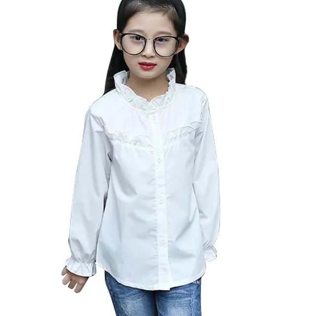 Children Fashion Girls Spring Autumn Cotton Blouse Kids Girl Solid