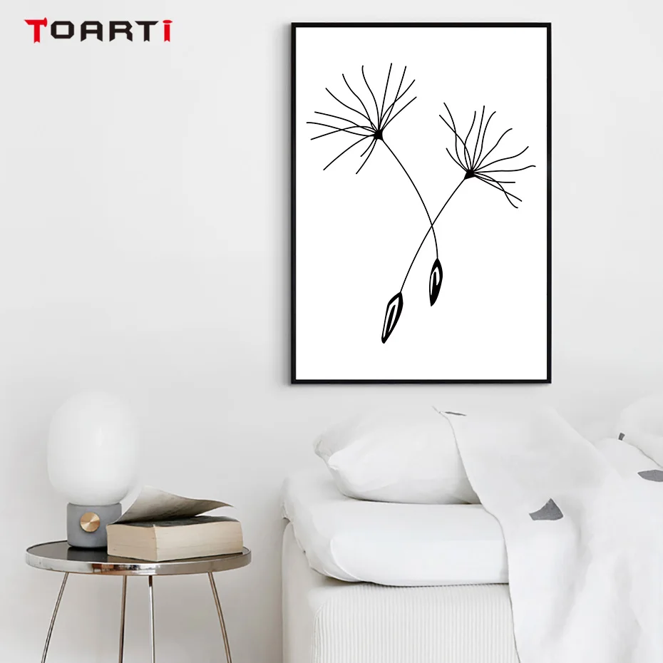 Dandelion Flying Moment Wall Art Modern Sketch Painting Nordic Vintage Poster Scandinavia Prints Living Room Decoration Pictures (4)