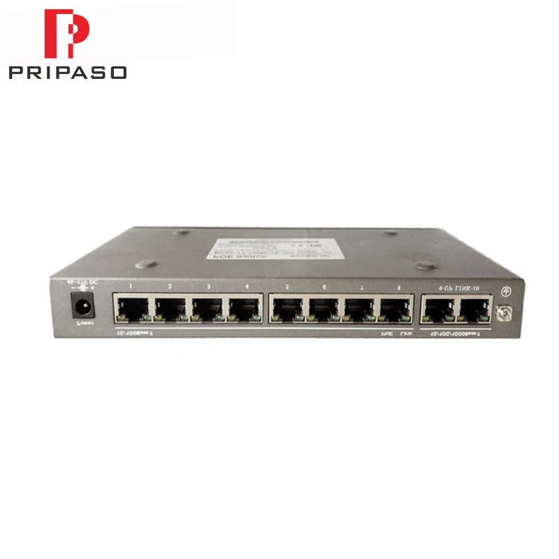 Pripaso 10 Порты и разъёмы Gigabit Неуправляемый коммутатор PoE Rj45 Поддержка 120w 100m 8 Порты и разъёмы 1000 Мбит активный участник переключатель