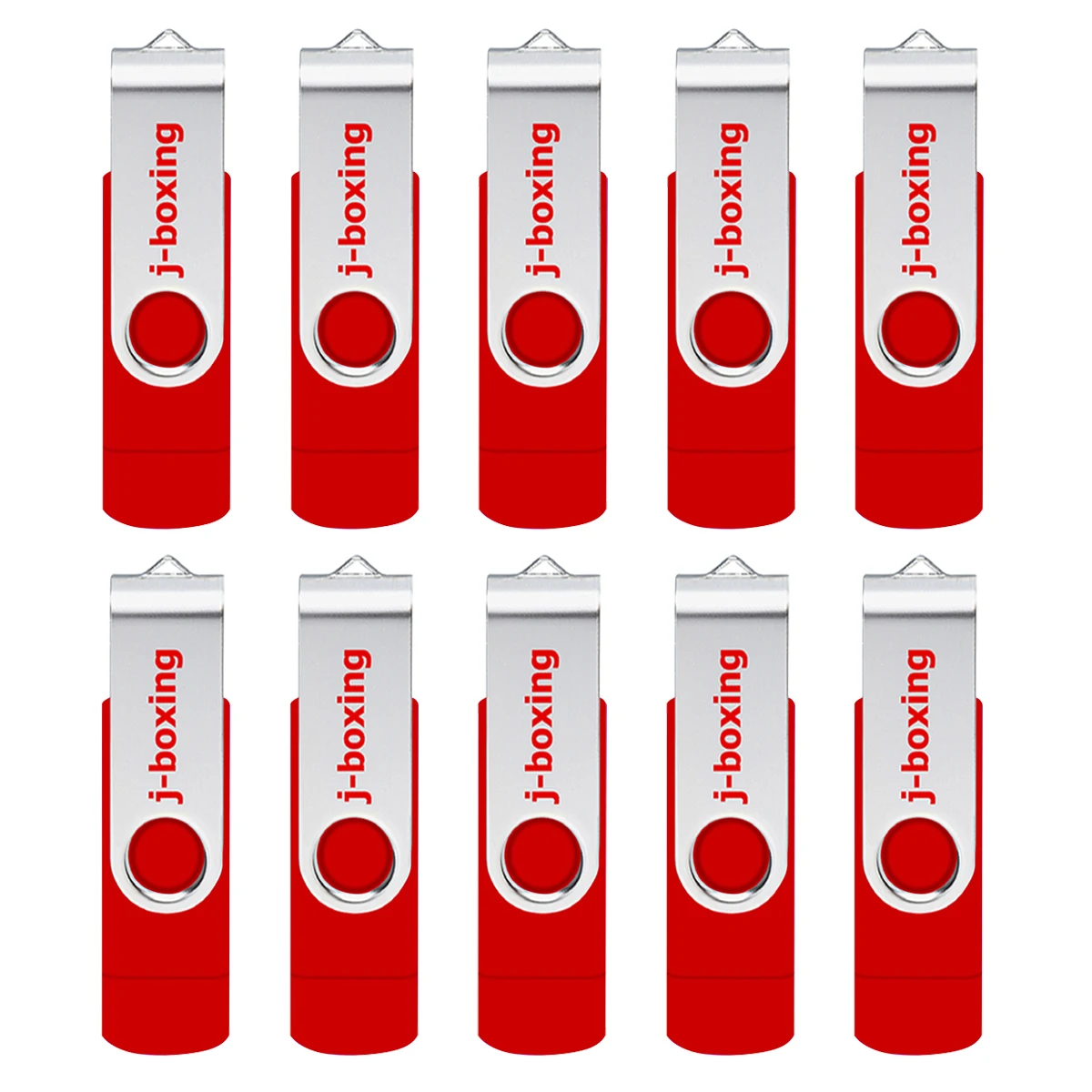 

J-boxing 10PCS OTG 64GB USB Flash Dual Port Pendrive Micro Flash Drive USB Stick Metal Rotating for Huawei Samsung Tablet