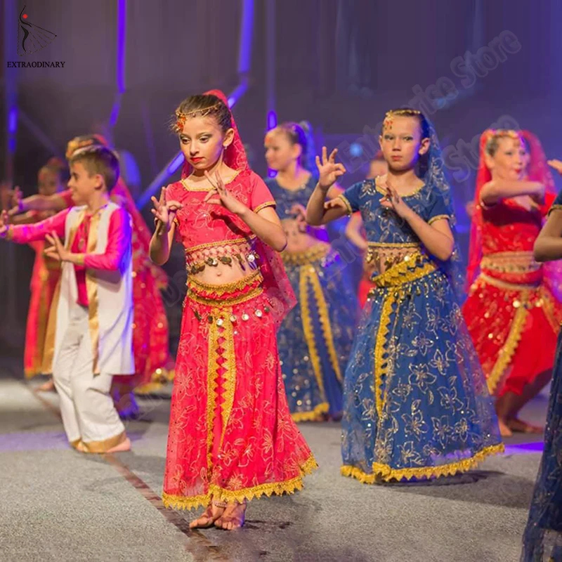 Belly Dance Children Indian Costume Kids Belly Dancing Girls Bollywood Indian Performance Cloth 