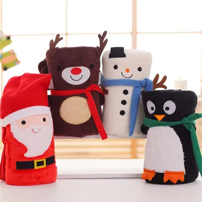 

Hot Christmas Gifts Santa Claus Elk Snowman Penguin Coral Fleece Throw Blanket Roll Cartoon Blankets for Beds Plaids Bedspread