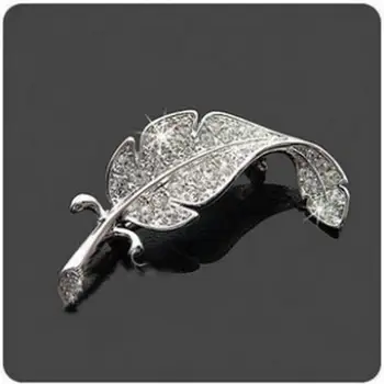 

Korean Version Of Rhinestones Leaves Brooch Feather Pin Women's Men Can Wear Brooch Custom Jewelry Broches Para As Mulheres Pin