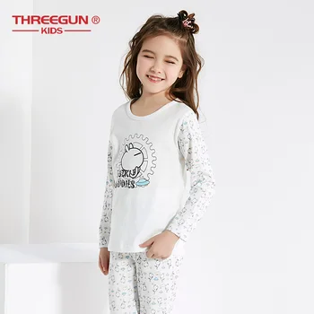 

THREEGUN X Tuzki Kids Pajama Sets Kids Warm Pajamas for Toddler Girls Pajamas Cotton Long Thermal Underwear Sleepwear Clothing