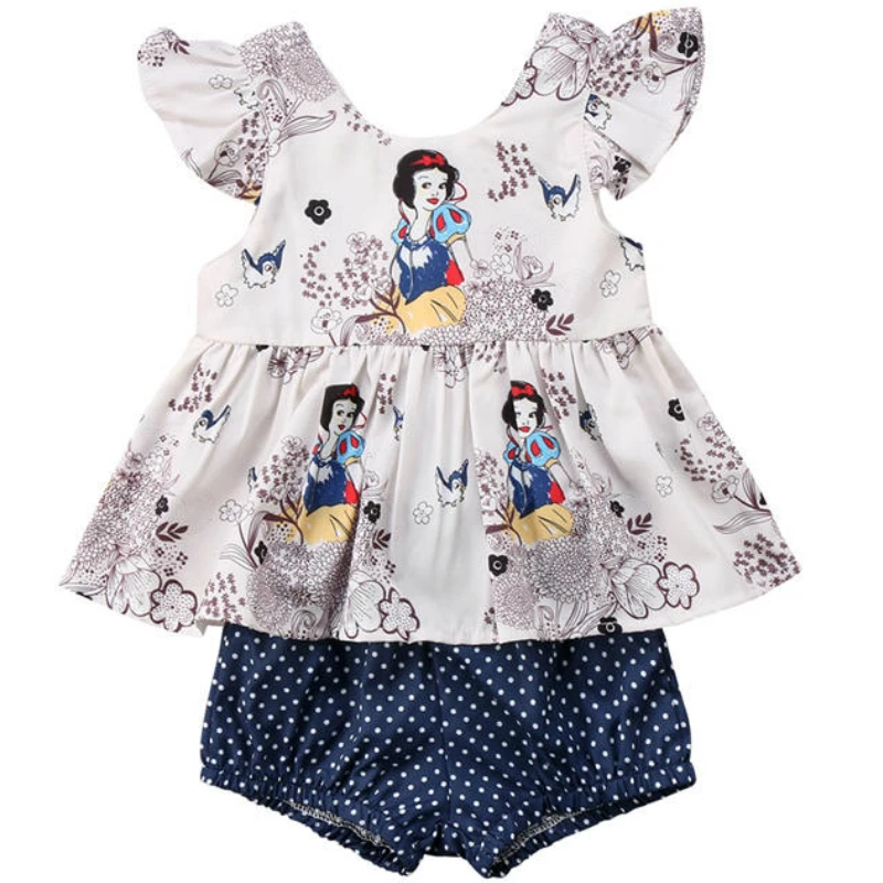 

Baby Girl Suit Cartoon Sleeveless Tops T Shirt+Shorts Briefs 2pcs Outfits Summer Kids Girls Cotton Clothes 0-3T
