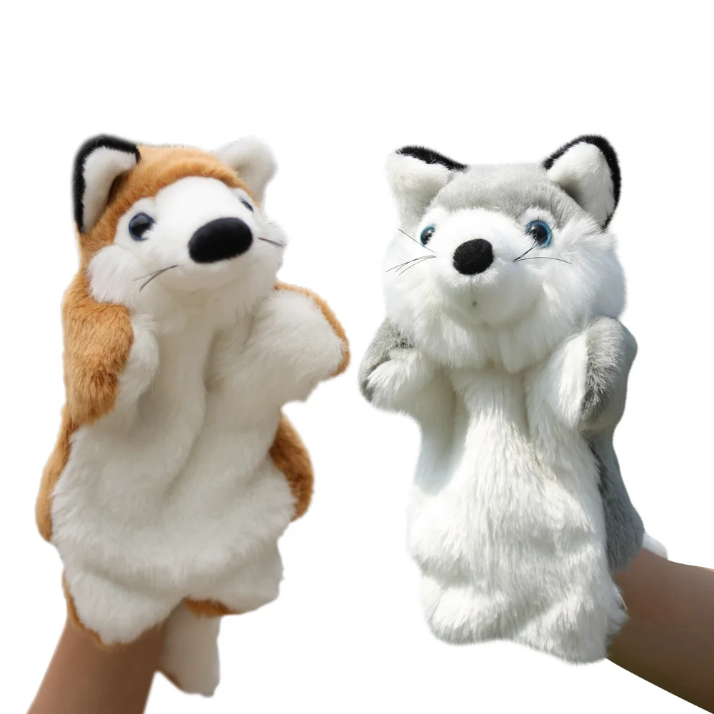plush toy nice stereo wolf hand puppet bedtime story stuffed doll ventriloquism