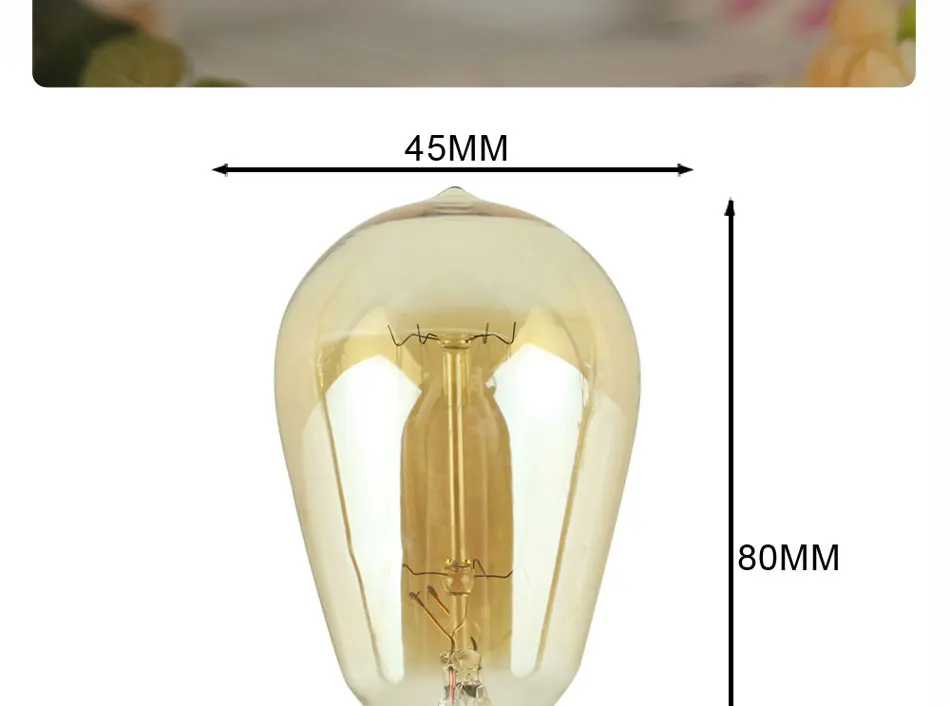 10 шт./лот ST45 Винтаж Эдисон лампы E14 220 В 40 Вт Круглые ретро старинная лампочка Винтаж лампа нить накала дизайнерский Декор свет